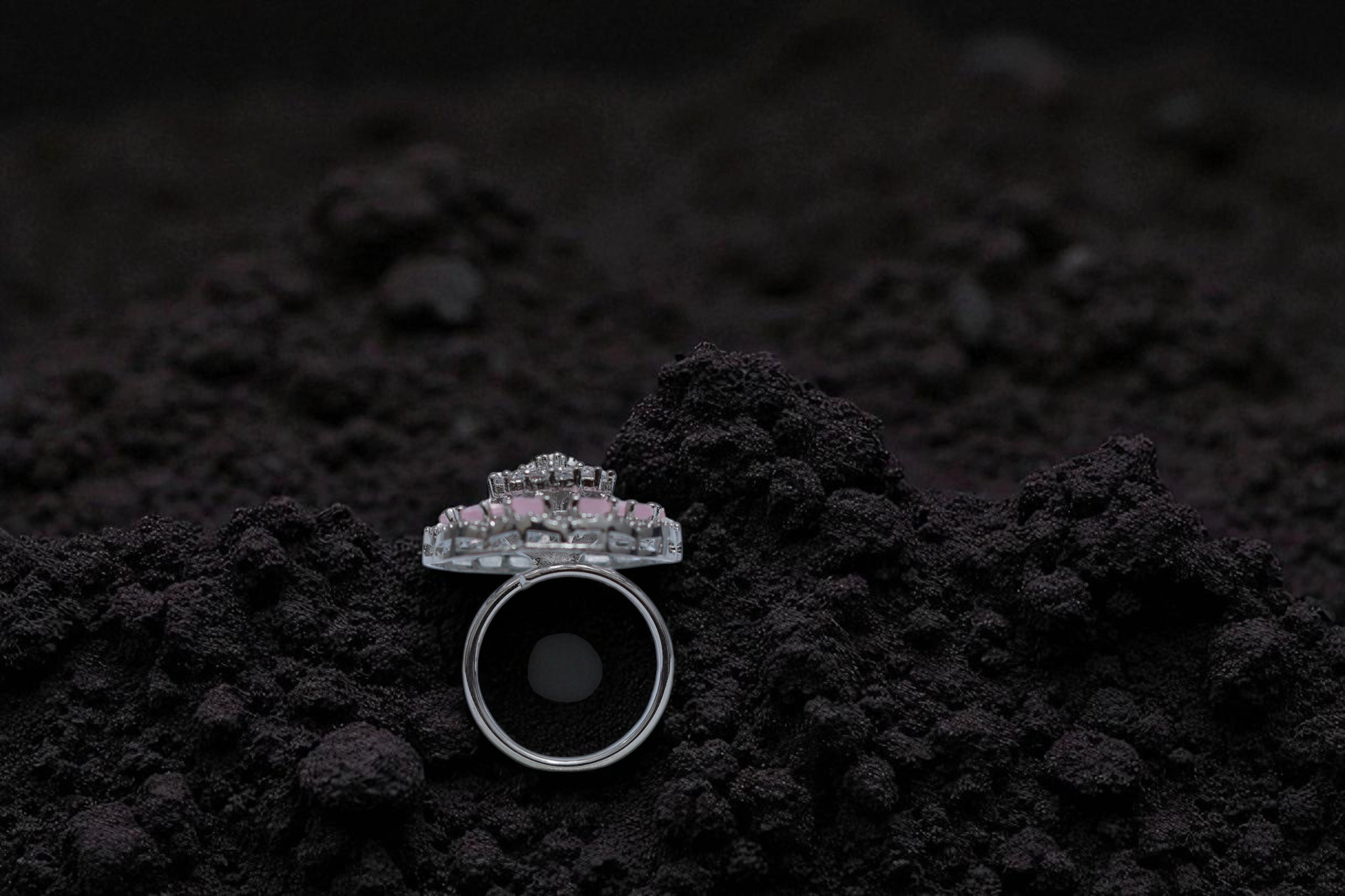🌸 Pink A.D Floral Diamond 💎 Ring 💍