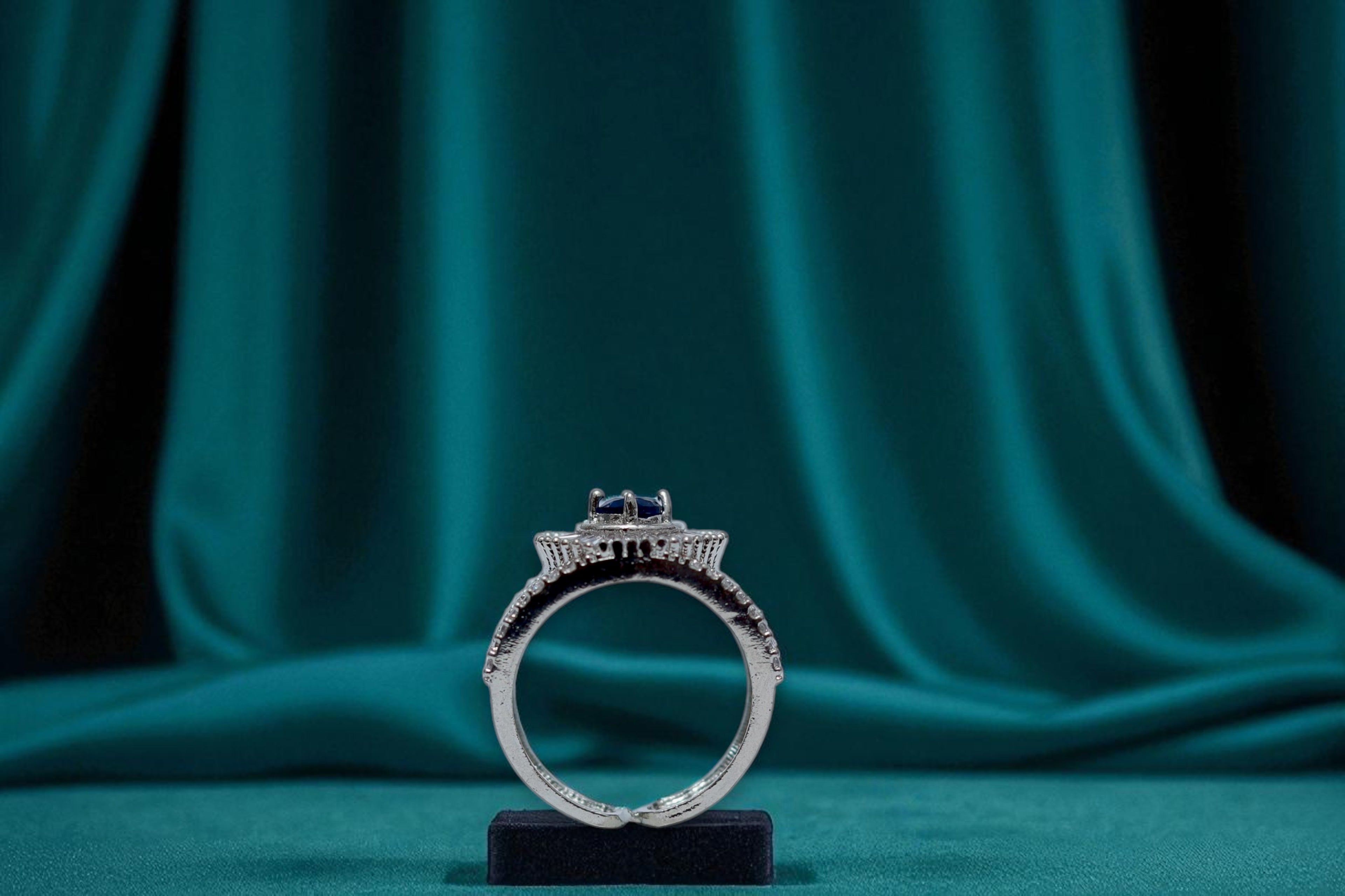 💙 Blue Stone Diamond 💎 Band Ring 💍