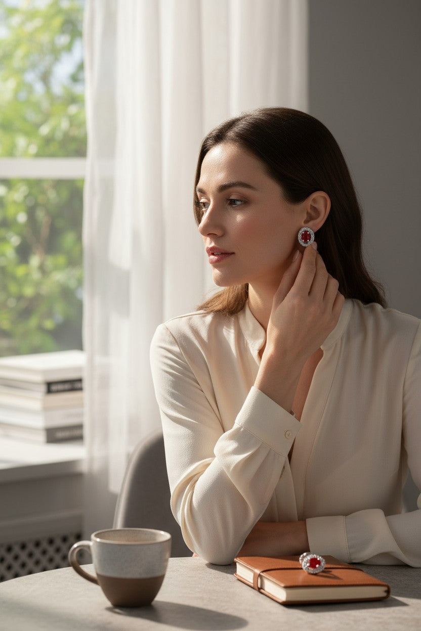 ❤️ Classic Red Oval Stud Earrings ❤️