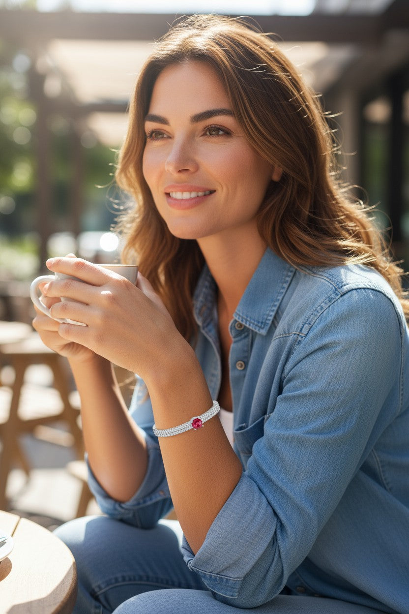 Ruby Spark Silver Diamond 💎 Bracelet ✨