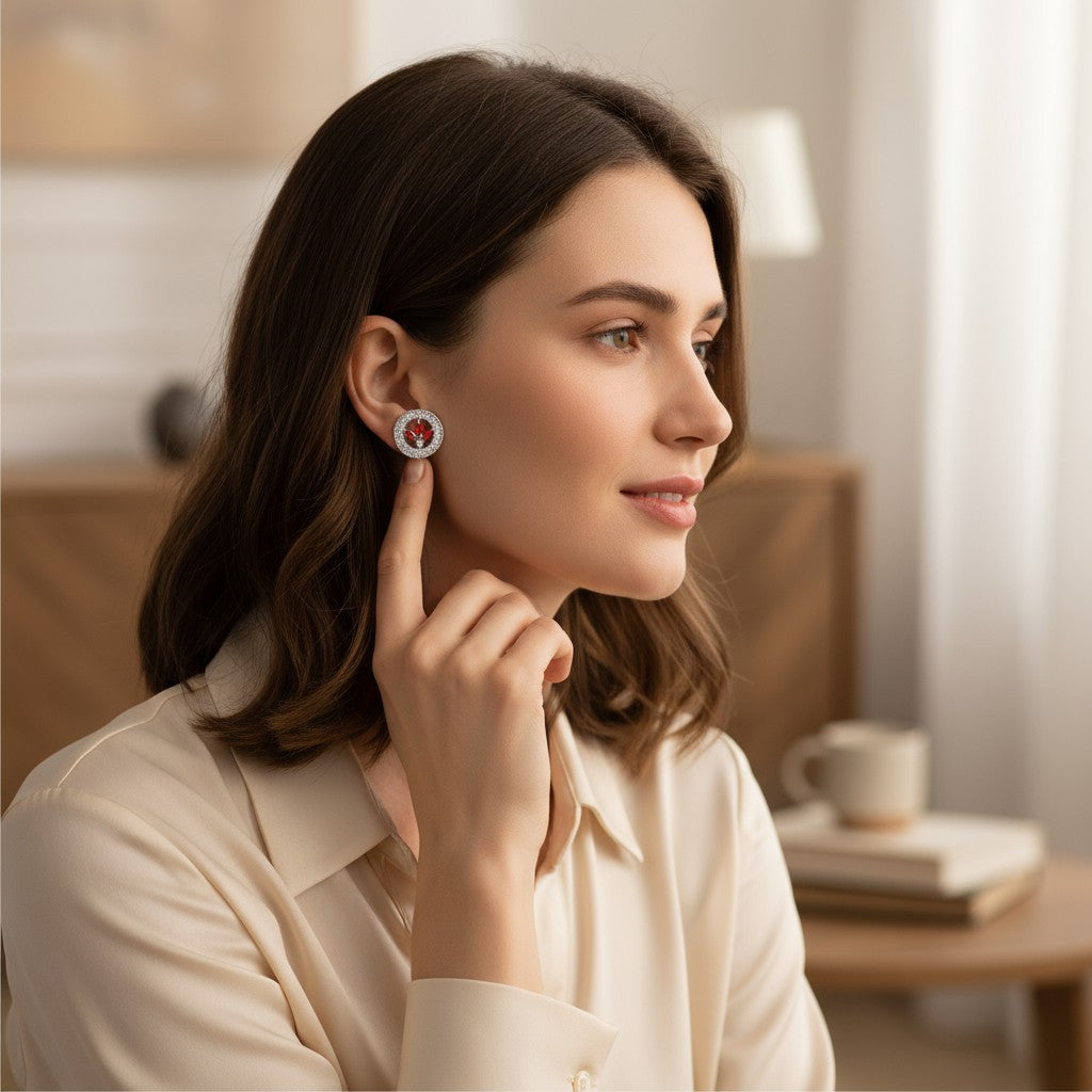 ❤️ Red Lotus Halo Stud Earrings ❤️