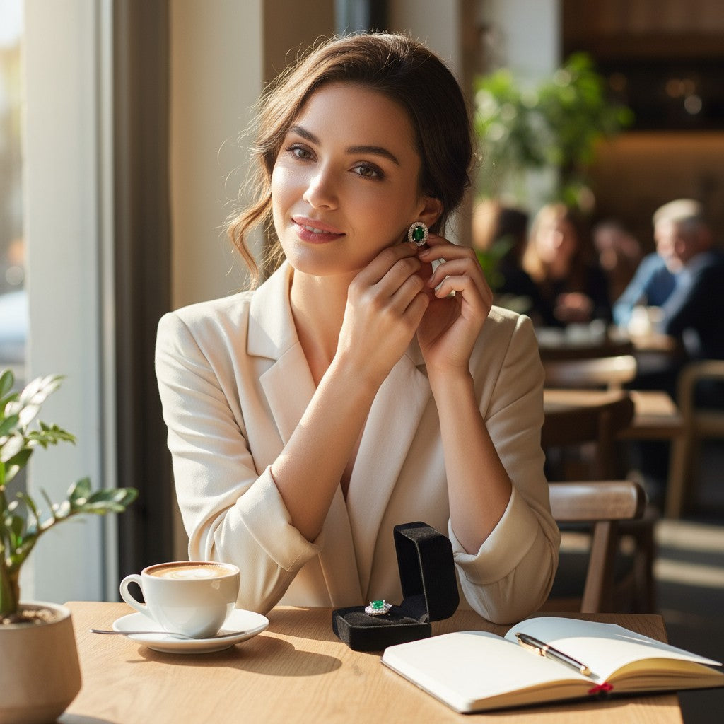 💚 Classic Green Oval Stud Earrings 💚
