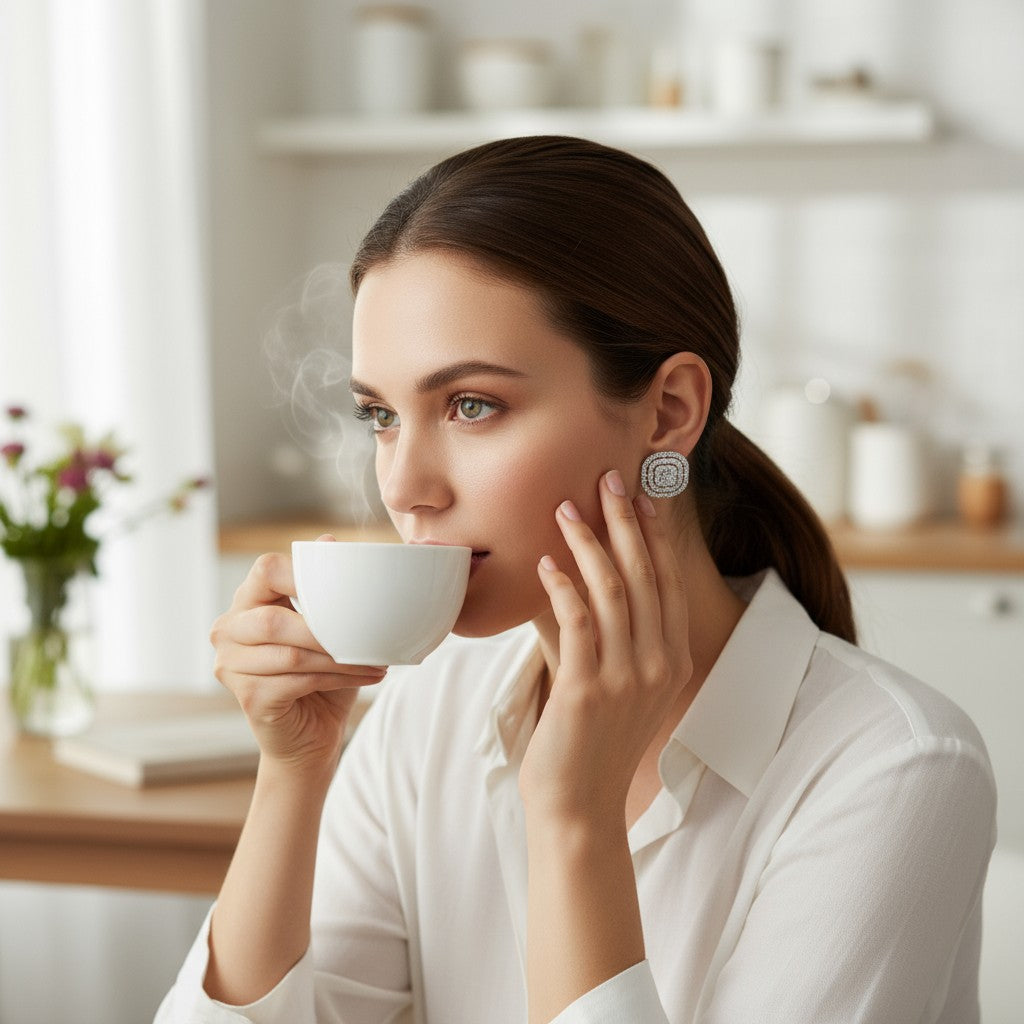 🤍 Elegant White Stone Stud Earrings 🤍
