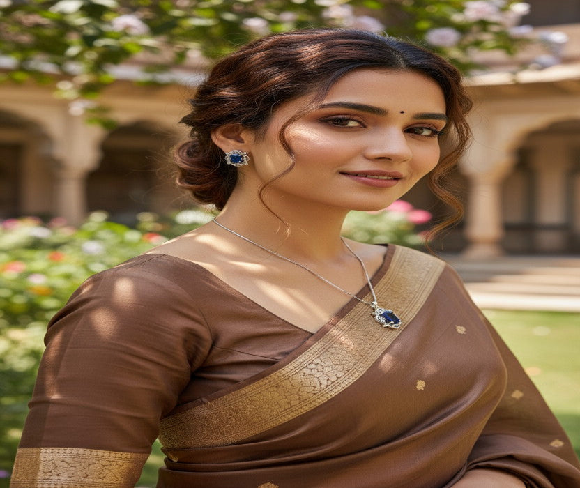 💙 Royal Blue Beauty 💙!! Elegant Silver Jewelry Set with Blue Gemstone Pendant Necklace and Matching Earrings