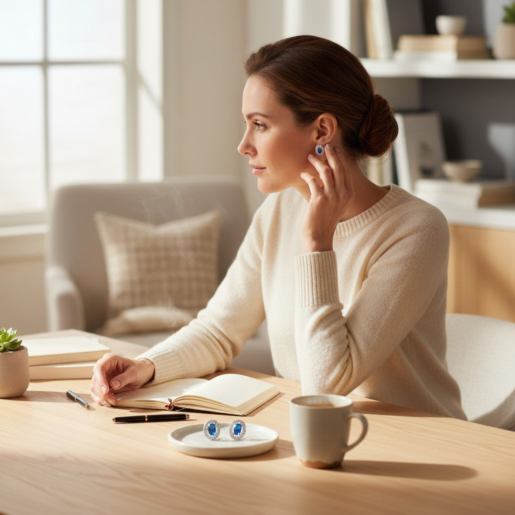 💙 Classic Blue Oval Stud Earrings 💙