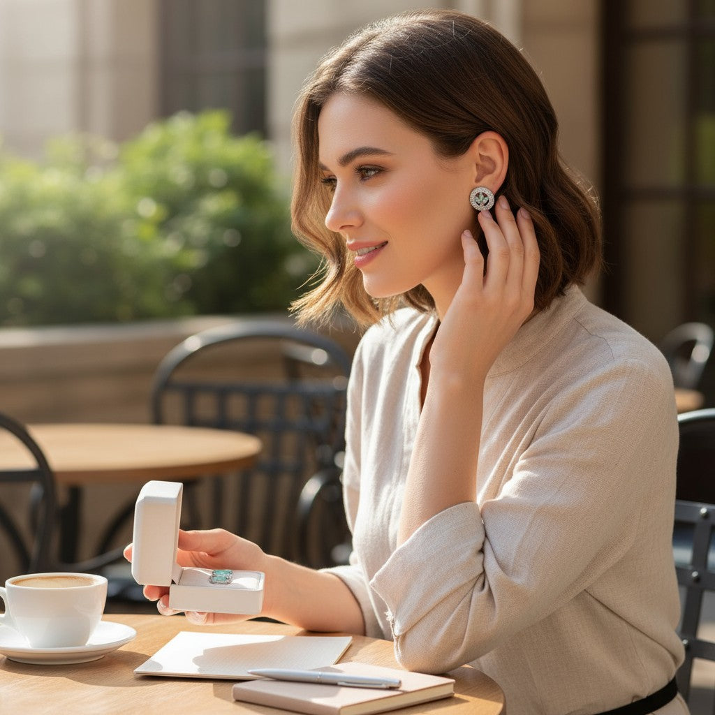 💙 Aqua Lotus Halo Stud Earrings 💙