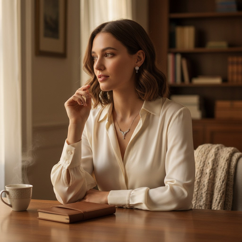 ✨ Elegant Sparkle Mangalsutra ✨!! Elegant Silver-Tone Diamond-Studded Mangalsutra Necklace with Matching Earrings Set
